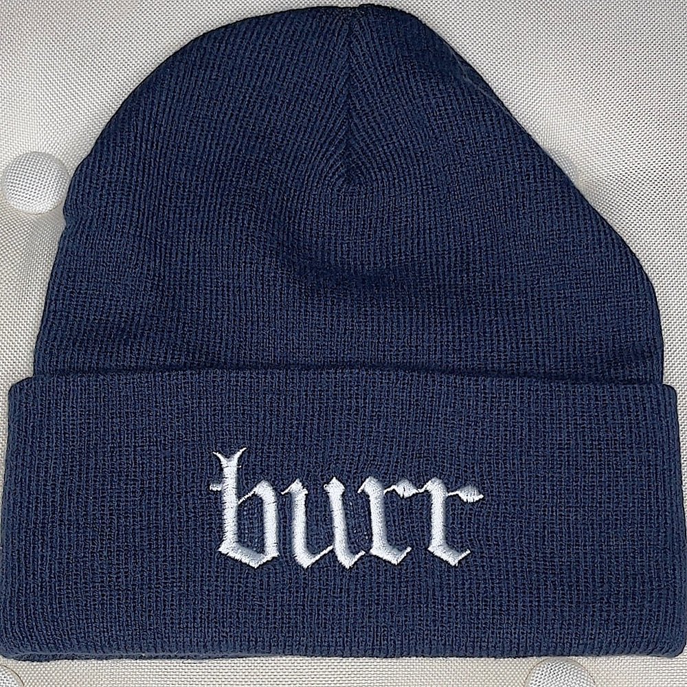 Navy Blue Knit Beanie “burr”